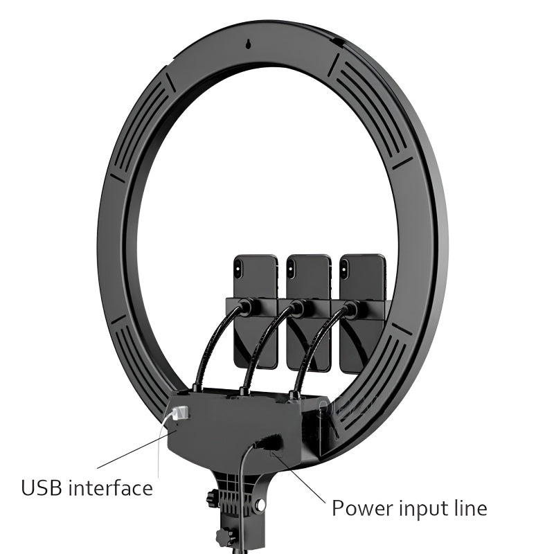 MJ18 45 CM RGB LED Soft Ring Light with 3 Phone Holders and Remote Control.