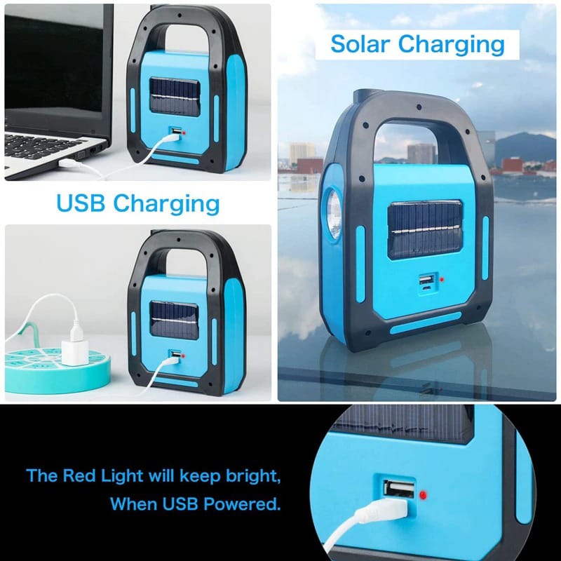 3 In 1 Solar USB Rechargeable COB LED Camping Lantern Power Bank Waterproof Flashlight