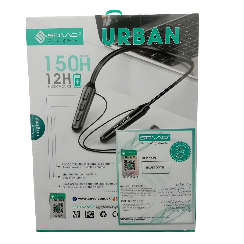 Sovo SNB-880 Urban High-Quality Wireless Stereo Neckband With Superior Sound.