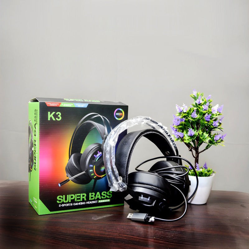 K3 Super Bass Comfortable Wear E-Sports RGB Gaming Headset