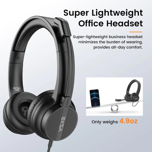 EKSA H12 3.5mm Stereo Wired Headset With Microphone For Call Center And Gaming.