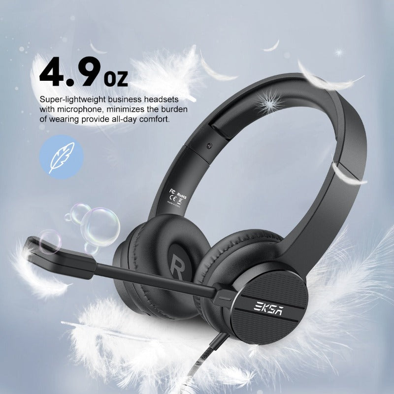 EKSA H12 3.5mm Stereo Wired Headset With Microphone For Call Center And Gaming.