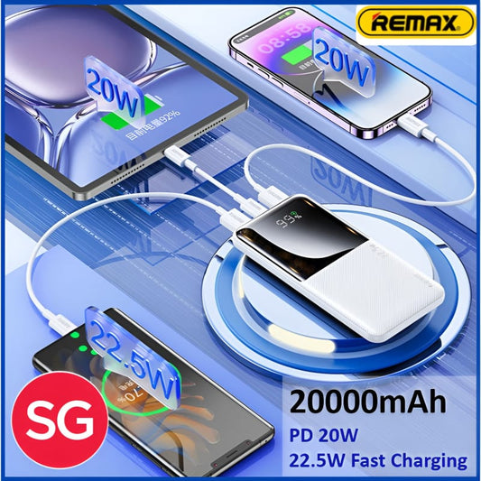 RPP-623 Remax 20000mAh LED Display, PD+QC 20w+22.5W Fast Charging Multi-Device Compatibility Powerbank